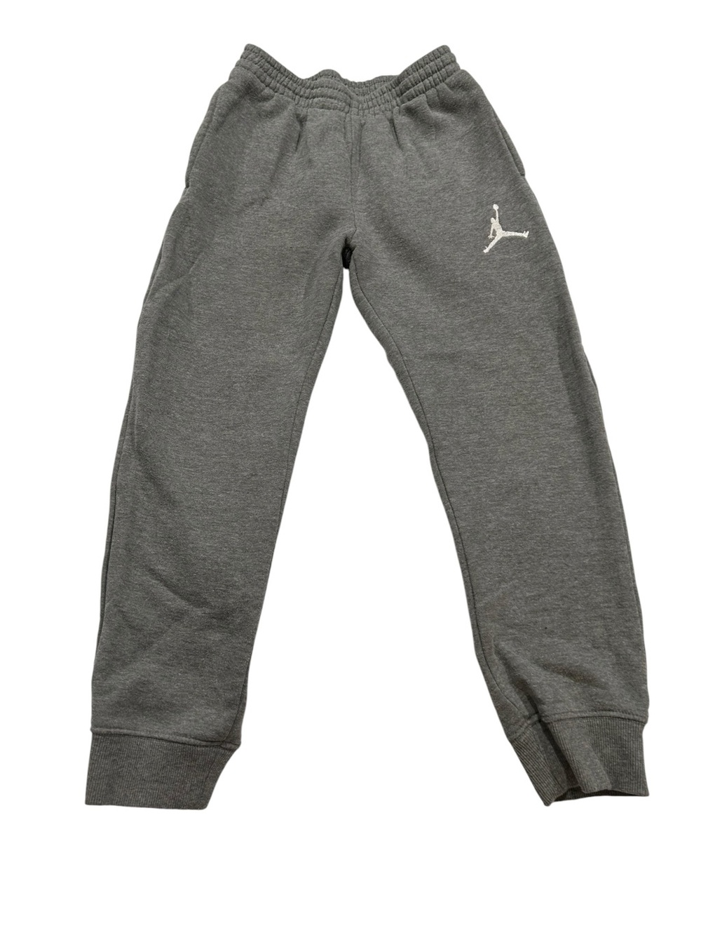 Jordan Boys' Gray Fleece Joggers with White Jumpman